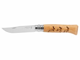 Couteau Opinel 8 pliant Inox hêtre motif cerf