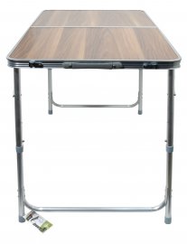Table de camping pliant Double teleskop. marron