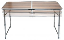 Table de camping pliant Double teleskop. marron