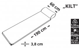 Zelfopblazend slaapmatje Kilt 3,8cm met kussen