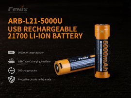 Oplaadbare batterij Fenix 21700 5000 mAh met USB-C (Li-Ion)