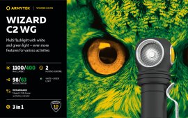 Lampe frontale Armytek Wizard C2 WG Lumière froide et verte