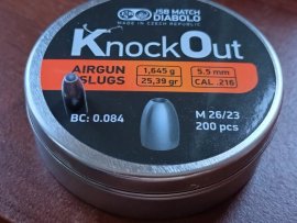 Avis : Diabolo JSB KO Slugs .216 5,5mm 1.645g 200pcs - 1