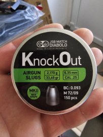 Beoordelingen: Diabolo JSB KO Slugs MKII 6,35mm 150st - 1