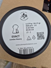 Beoordelingen: Diabolo JSB Exact Jumbo Heavy 5,52mm 500 stuks - 2