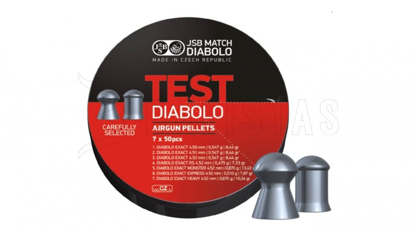 Diabolo JSB Exact Test pour carabine 4,5mm 350pcs