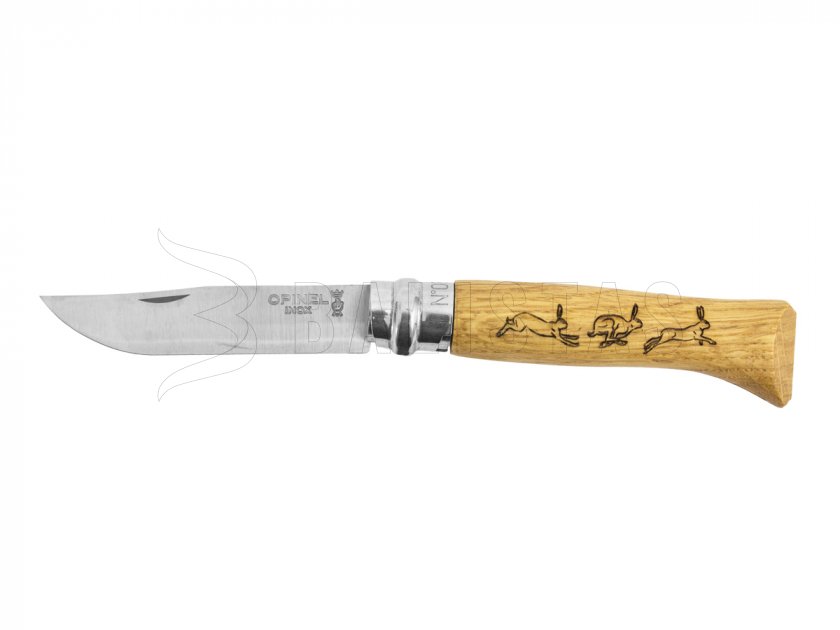 Mes Opinel 8 Vouwmes Inox Beuken Motief Haas