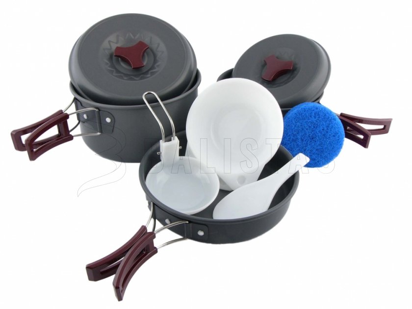 Set de vaisselle de randonnée en aluminium anodisé MFH pour 3 personnes