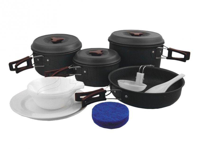 Set de vaisselle de randonnée en aluminium anodisé MFH pour 5 personnes