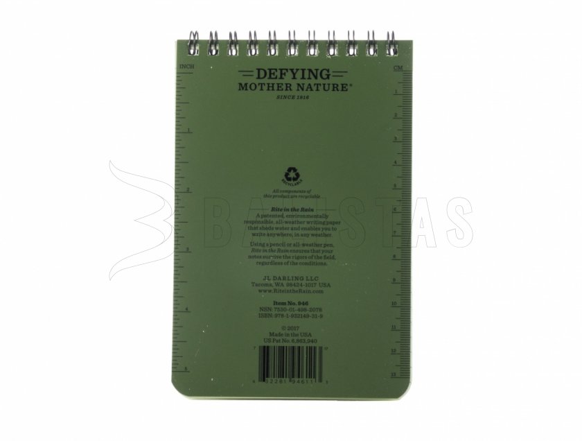 Carnet étanche Rite in the Rain 946 4x6 vert