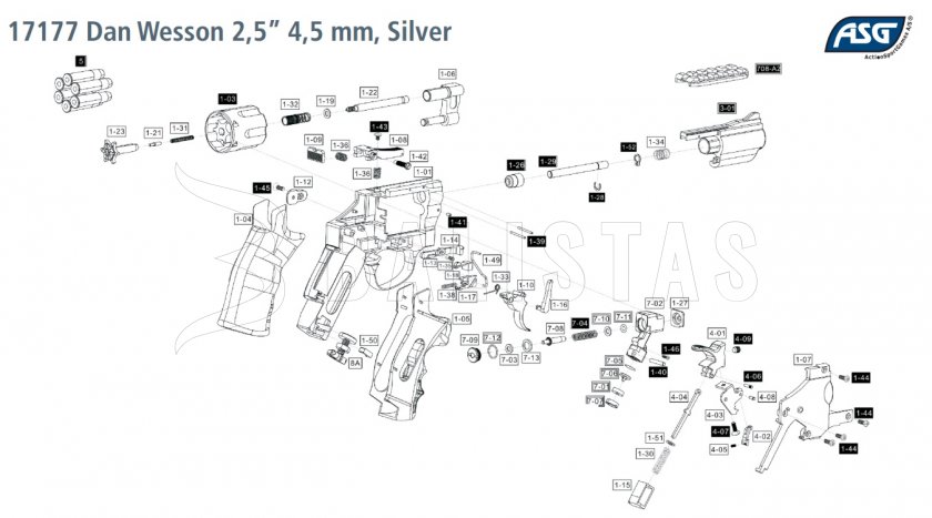 Revolver à air comprimé ASG Dan Wesson 2,5" pour diabolos 4,5 mm