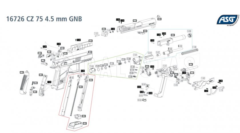 Pistolet à air comprimé ASG CZ 75 P-07 Duty Blowback 4,5mm