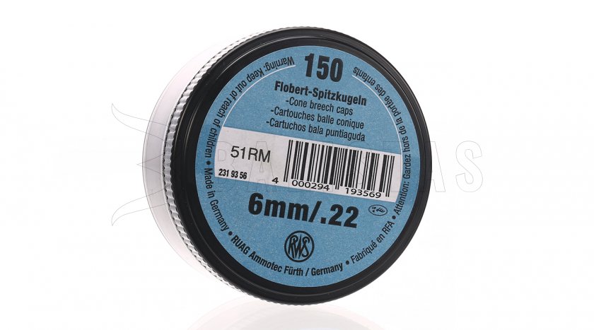 Flobert munitie RWS 6mm špička 150 stuks