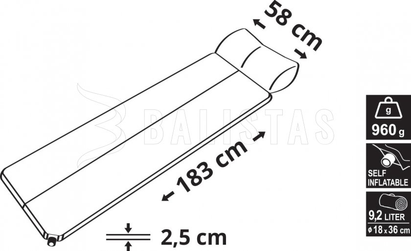 Zelfopblazende slaapmat Cattara Navy 2,5cm met kussen 5