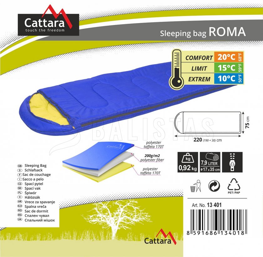 Deken slaapzak Roma 200cm