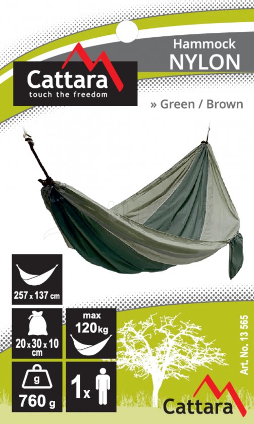 Hamac NYLON 275x137 cm vert-marron