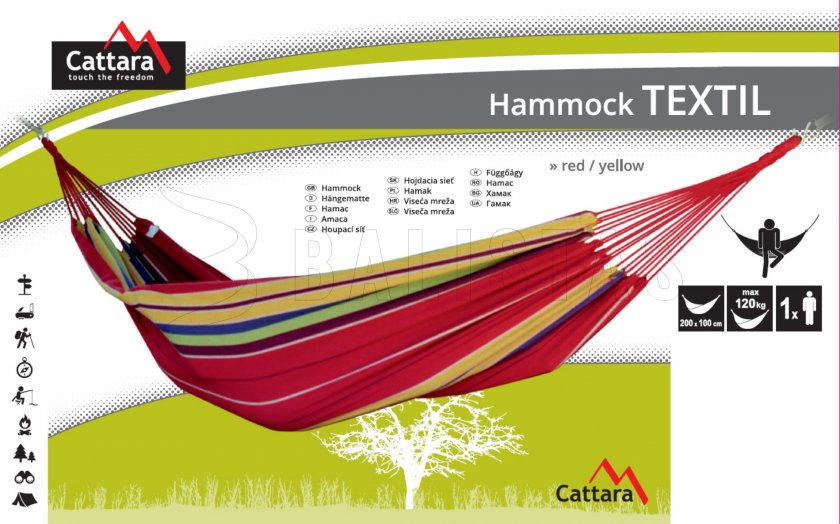 Hamac TEXTIL 200x100 cm rouge-jaune