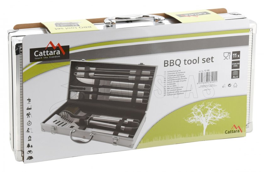 Set d’ustensiles de barbecue 11 pcs coffret ALU