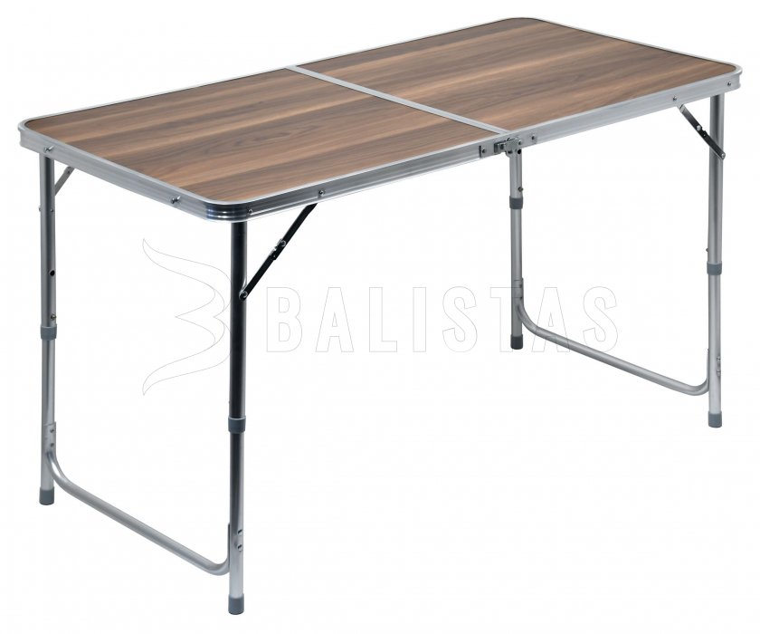 Table de camping pliant Double teleskop. marron