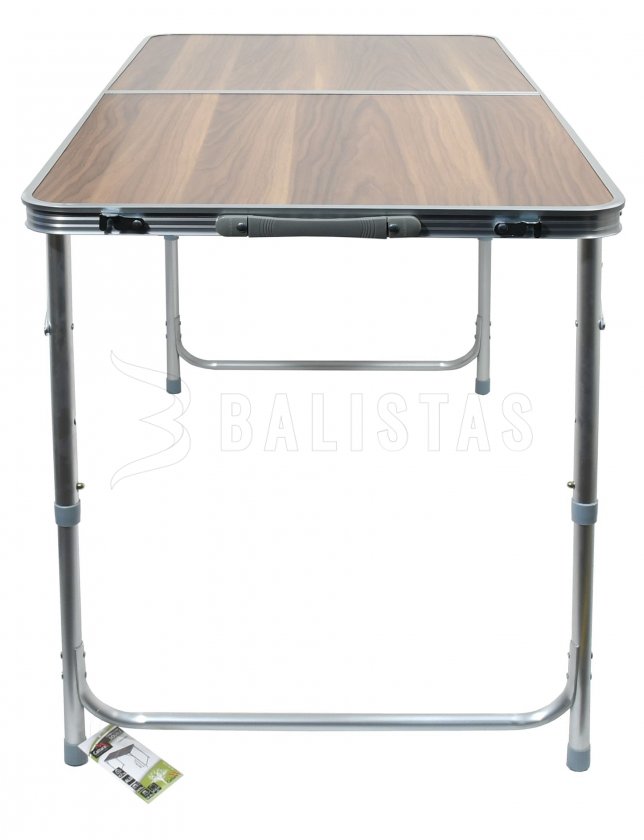 Table de camping pliant Double teleskop. marron