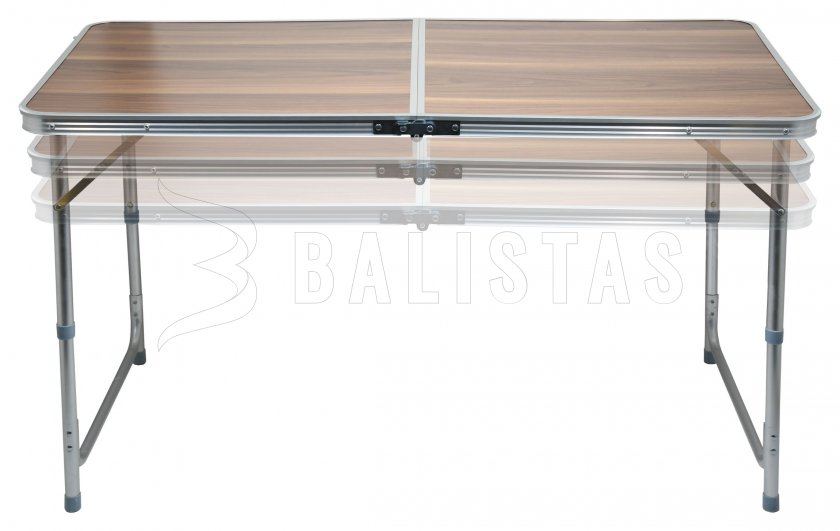 Table de camping pliant Double teleskop. marron