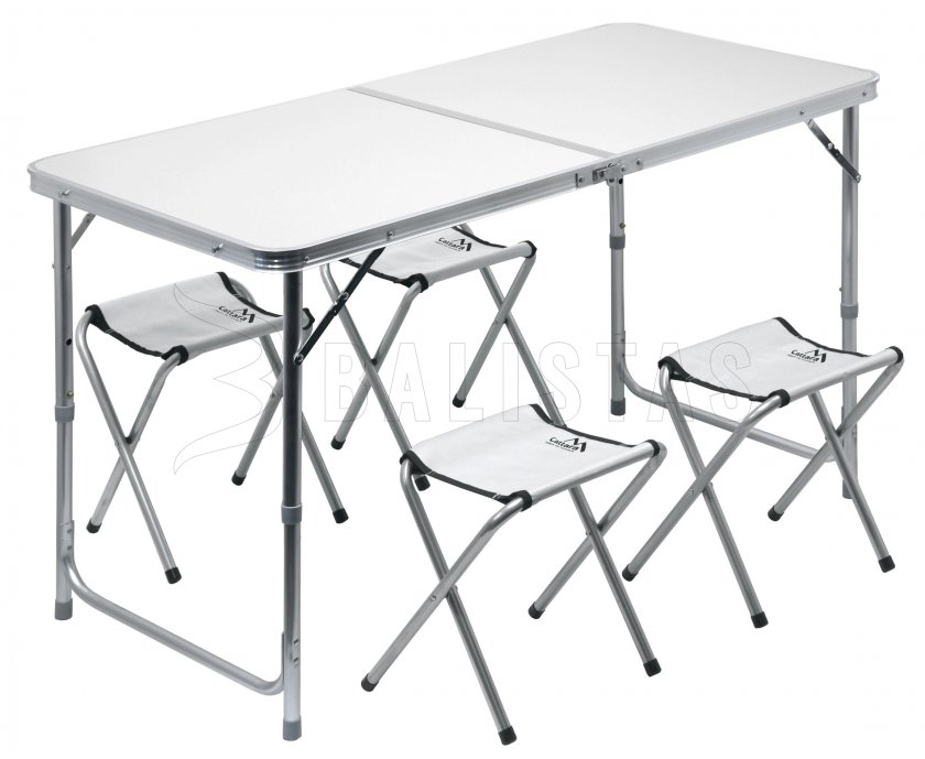 Campingtafel Double teleskop. grijs + 4x stoeltje