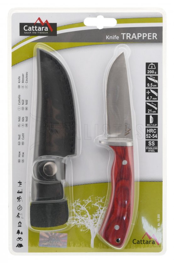 Dague Trapper 21 cm avec étui en cuir