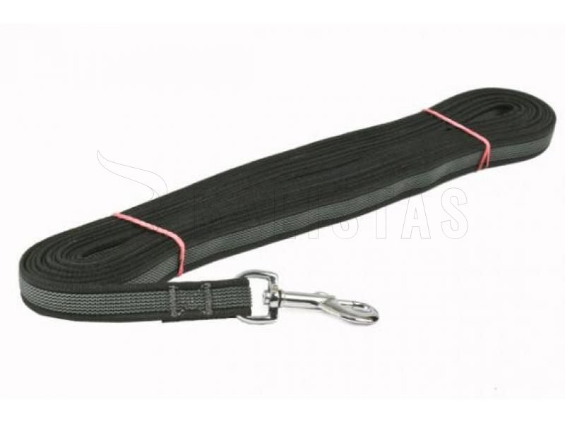 Longe de pistage Dogtrace boucle argentée 12mm, 10m noire