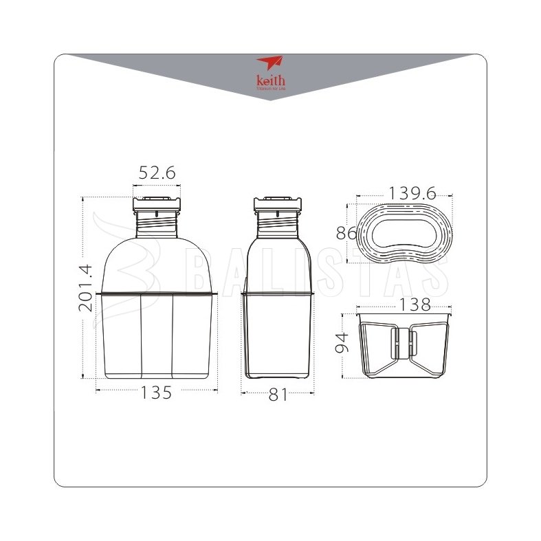 Titanium kookset Keith Canteen Mess Kit
