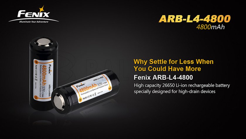 Oplaadbare batterij Fenix 26650 4800 mAh (Li-Ion)