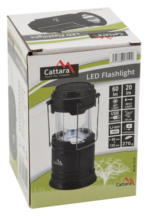 Lampe de camping rechargeable Cattara LED 20/60lm extensible