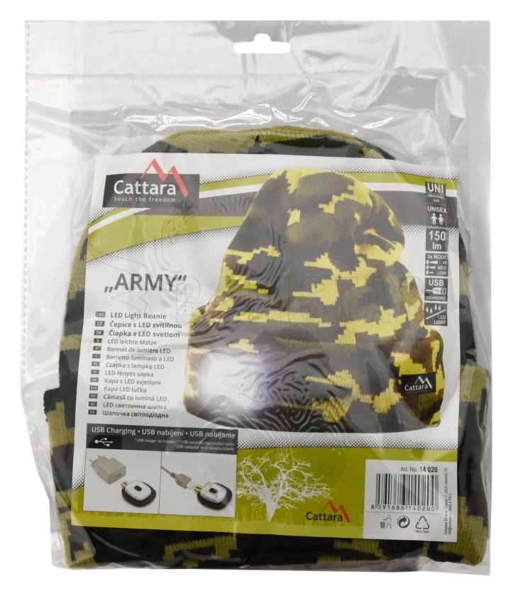 Casquette ARMY avec lampe LED, rechargeable USB