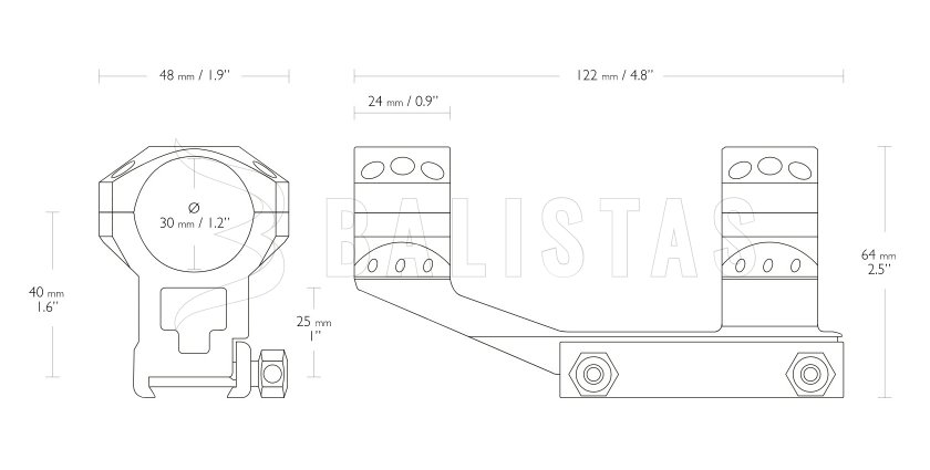 Montage Hawke Tactical AR Cantilever 22mm/30mm, haute, monobloc