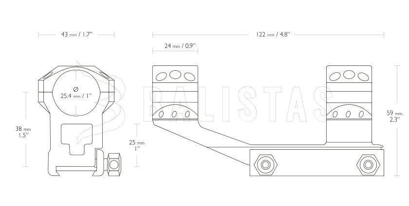 Montage Hawke Tactical AR Cantilever 22mm/25,4mm, hoog, eendelig