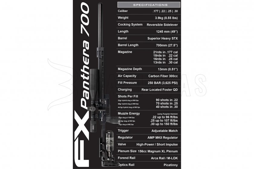 Luchtbuks FX Panthera 700 6,35mm