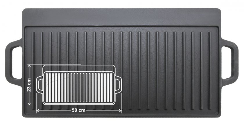Grillplaat dubbelzijdig 50x23x1,4cm