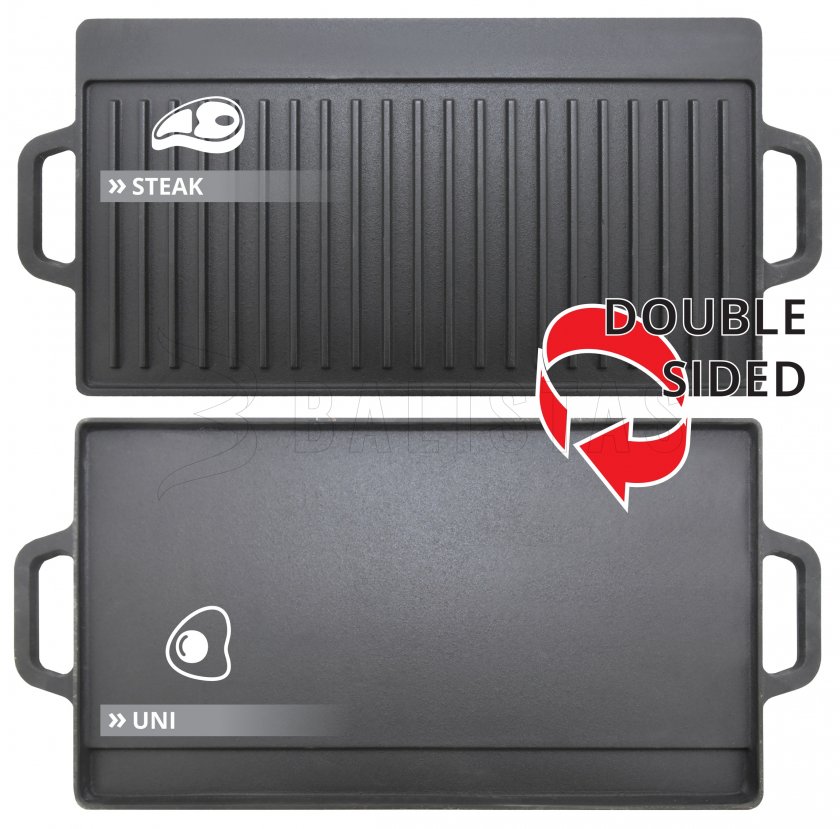 Grillplaat dubbelzijdig 50x23x1,4cm