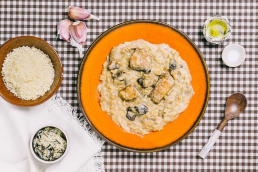 Lososrisotto met eekhoorntjesbrood Forestia