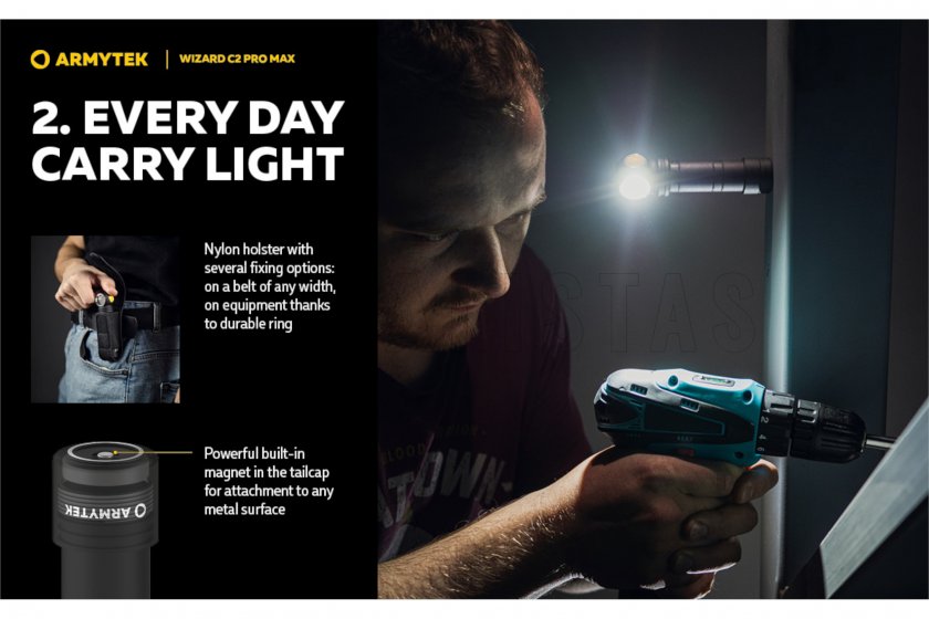 Lampe frontale Armytek Wizard C2 Pro MAX Lumière chaude