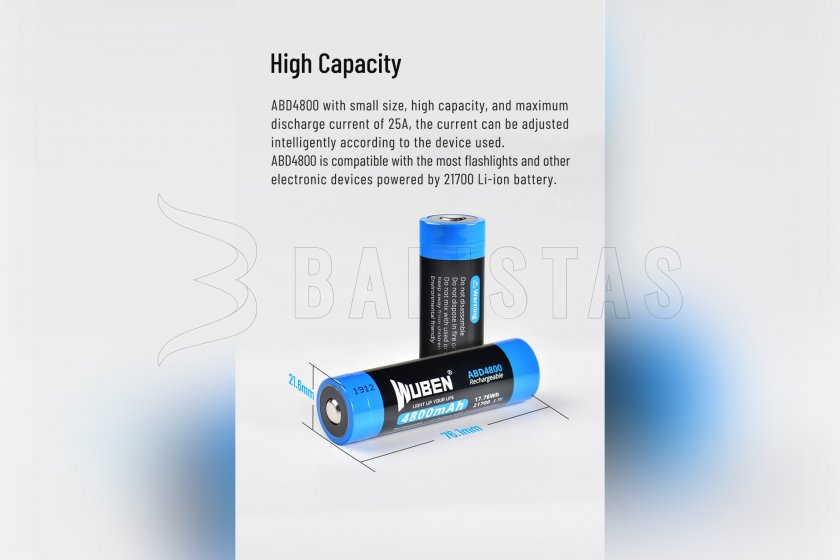 Batterie Wuben 21700 B Li-Ion 4800mAh