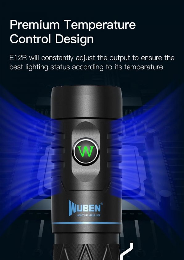 Zaklamp Wuben E12R zwart