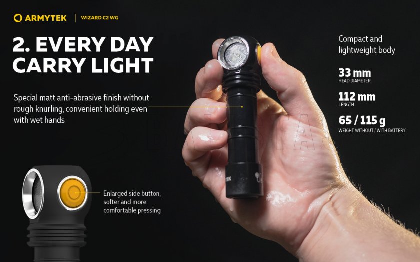 Hoofdlamp Armytek Wizard C2 WG Warm en groen licht
