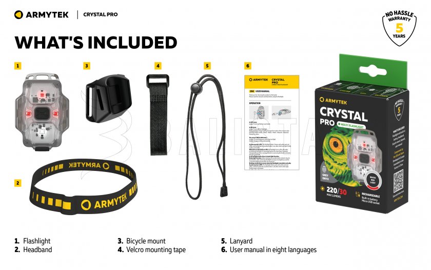 Lampe multifonction Armytek Crystal Pro - gris