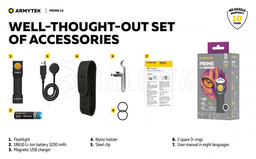 Lampe Armytek Prime C2 - lumière chaude