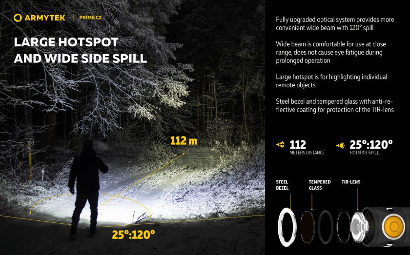 Lampe Armytek Prime C2 - lumière chaude