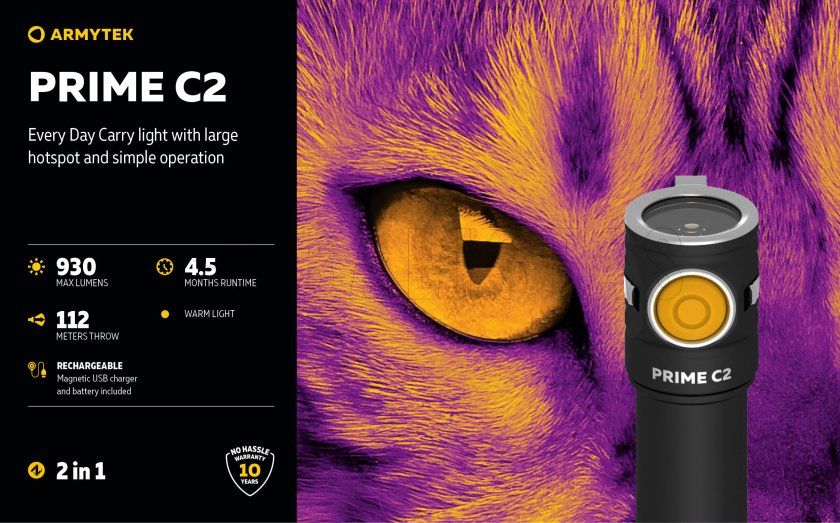 Lampe Armytek Prime C2 - lumière chaude