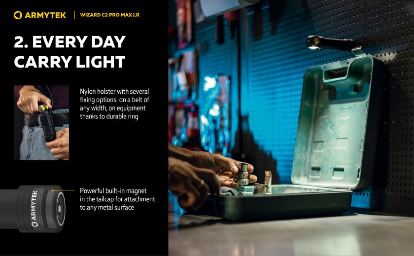 Zaklamp Armytek Wizard C2 Pro MAX LR koud licht