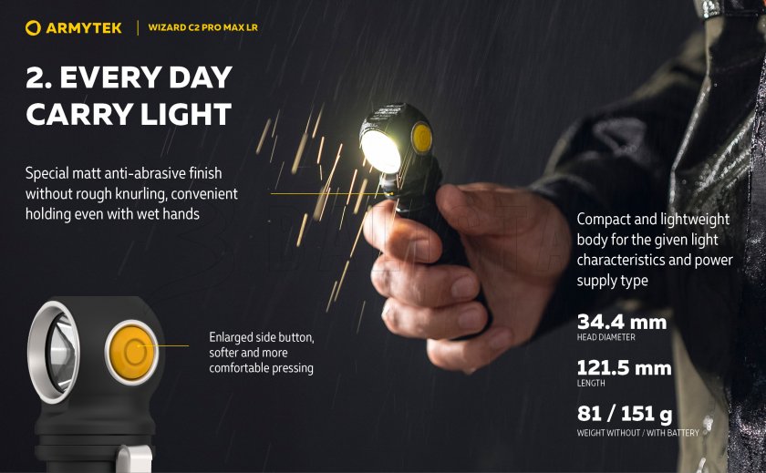 Zaklamp Armytek Wizard C2 Pro MAX LR koud licht