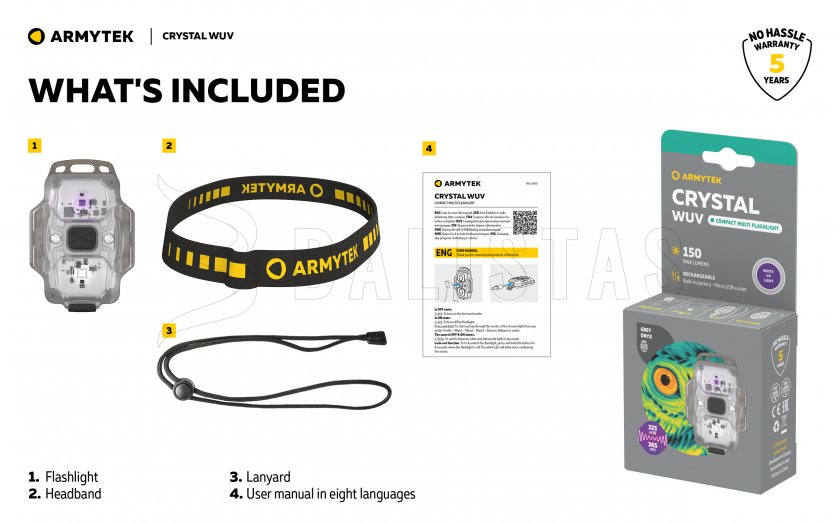 Lampe multifonction Armytek Crystal - gris UV