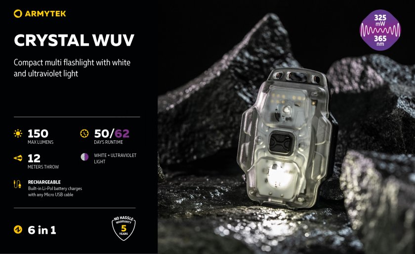 Lampe multifonction Armytek Crystal - gris UV
